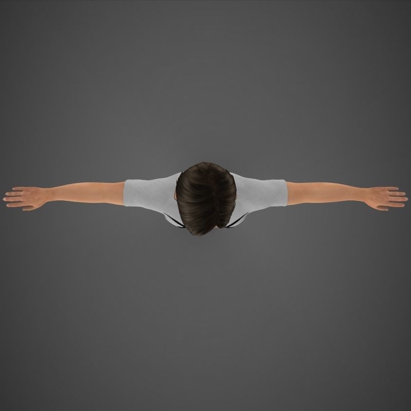 Harry woman wearing jeans and shirt 3D model_3