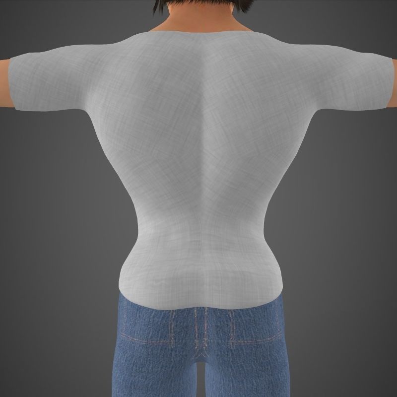 Harry woman wearing jeans and shirt 3D model_1