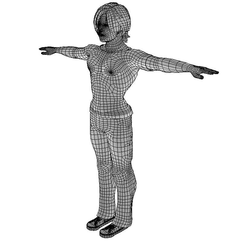 Harry woman wearing jeans and shirt 3D model_10