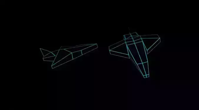 Tech vaporwave  for MEGA LOW poly airplane Free low-poly 3D model