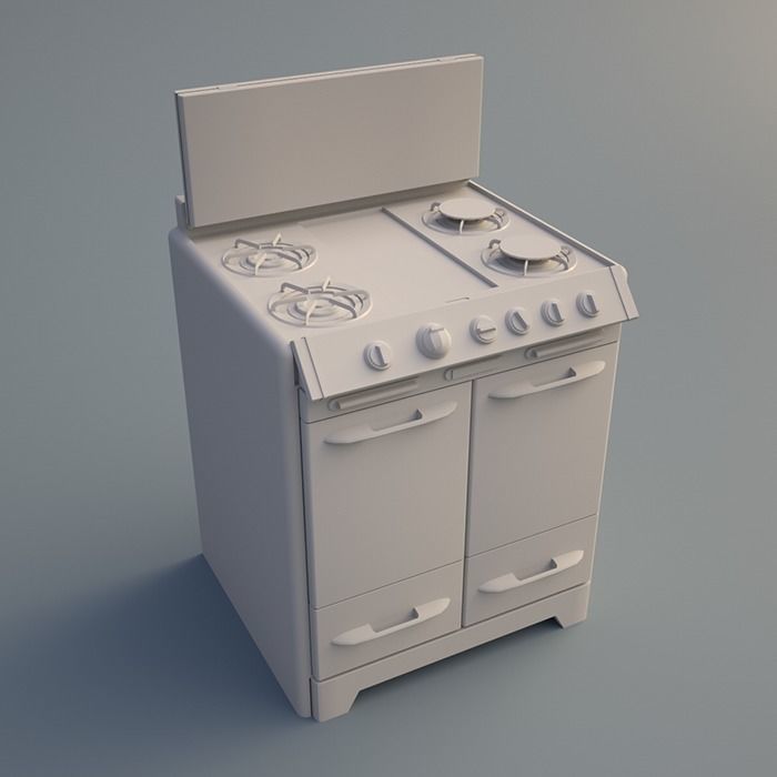 Rusty Stove Low-poly 3D model_2