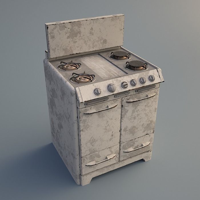 Rusty Stove Low-poly 3D model_0