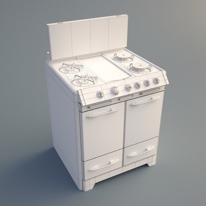 Rusty Stove Low-poly 3D model_1