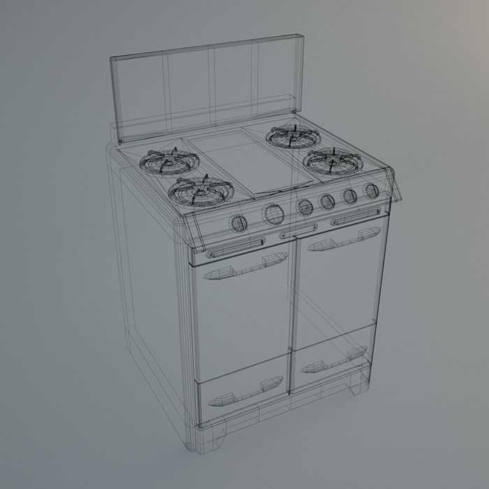 Rusty Stove Low-poly 3D model_3