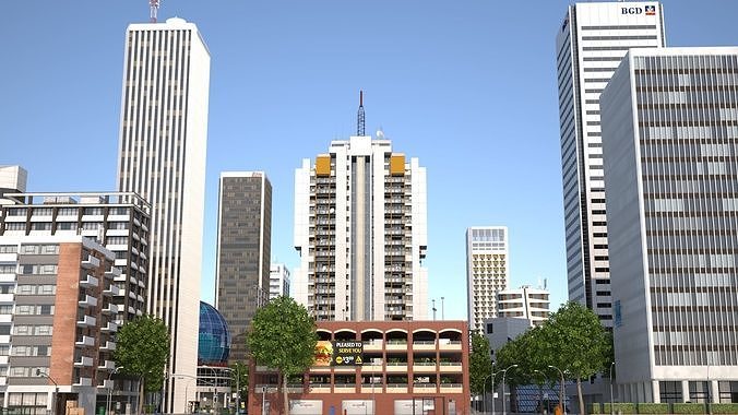 White City XL Low-poly 3D model 4