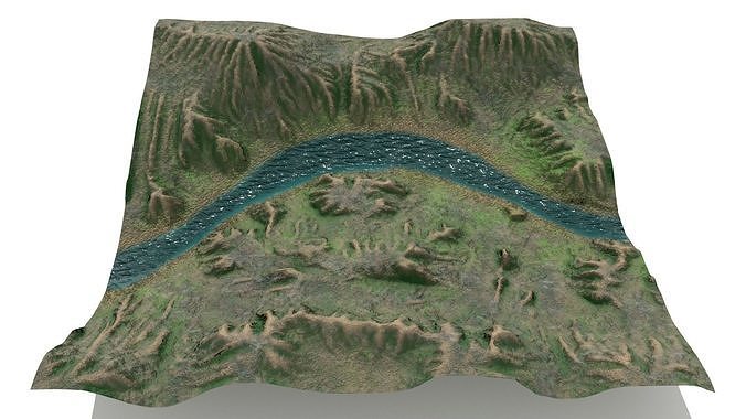 Shallow Canyon With River Landscape  3D model