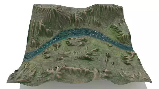 Shallow Canyon With River Landscape  3D model