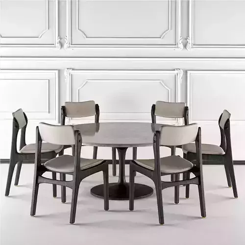 Round Dining Table Set 3D model