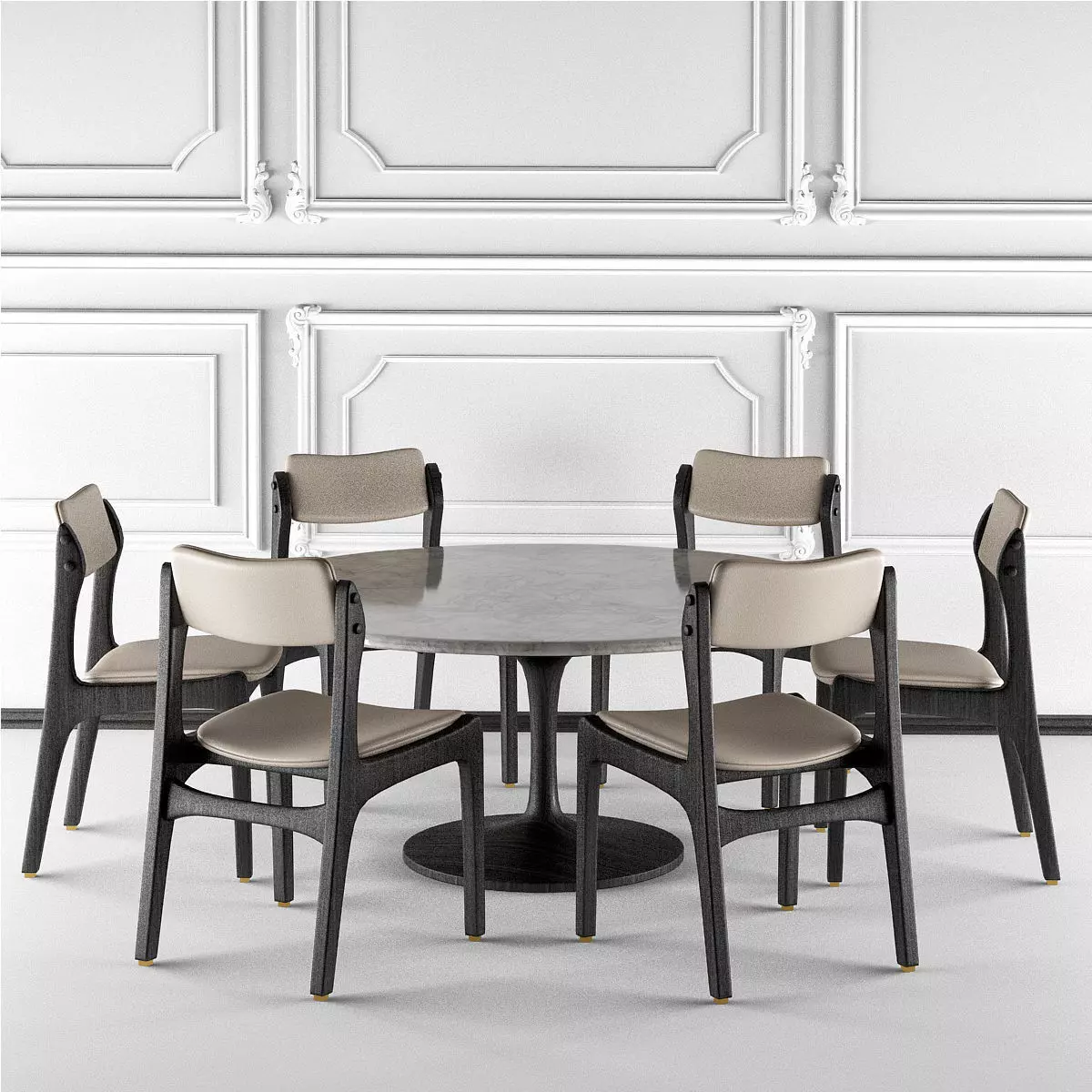 Round Dining Table Set 3D model | CGTrader