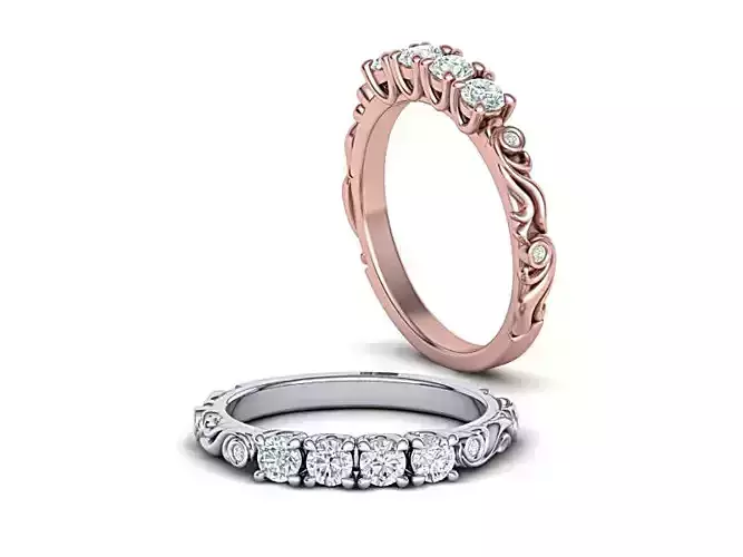 Unique Band ring 3d model Art nouveau style 3D print model