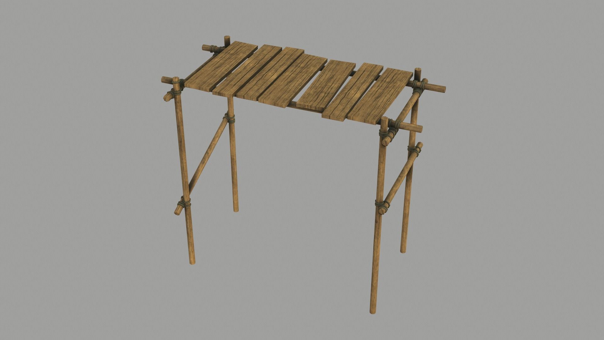 Modular Wooden Scaffold PBR Low-poly 3D model_5