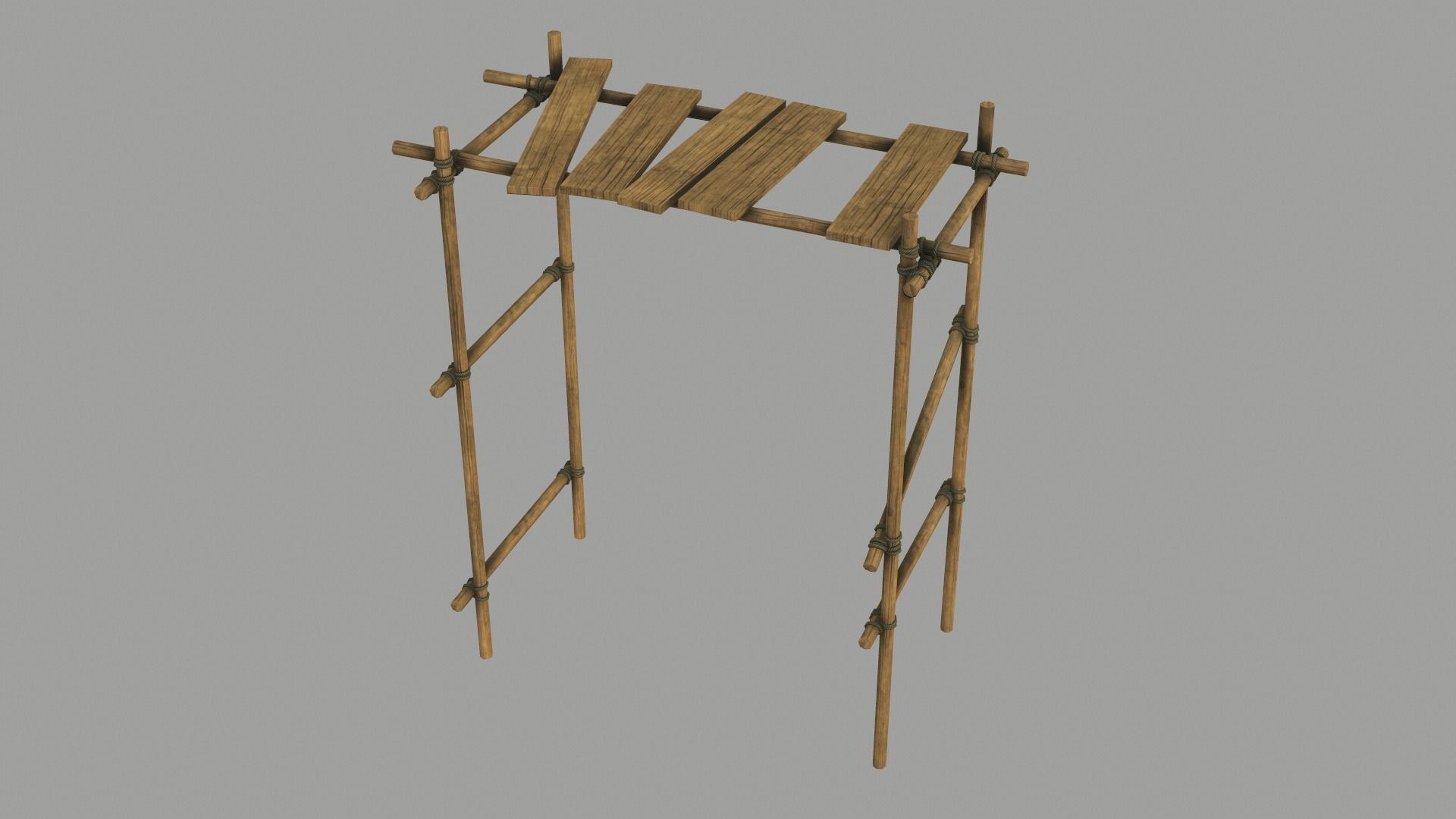 Modular Wooden Scaffold PBR Low-poly 3D model_3