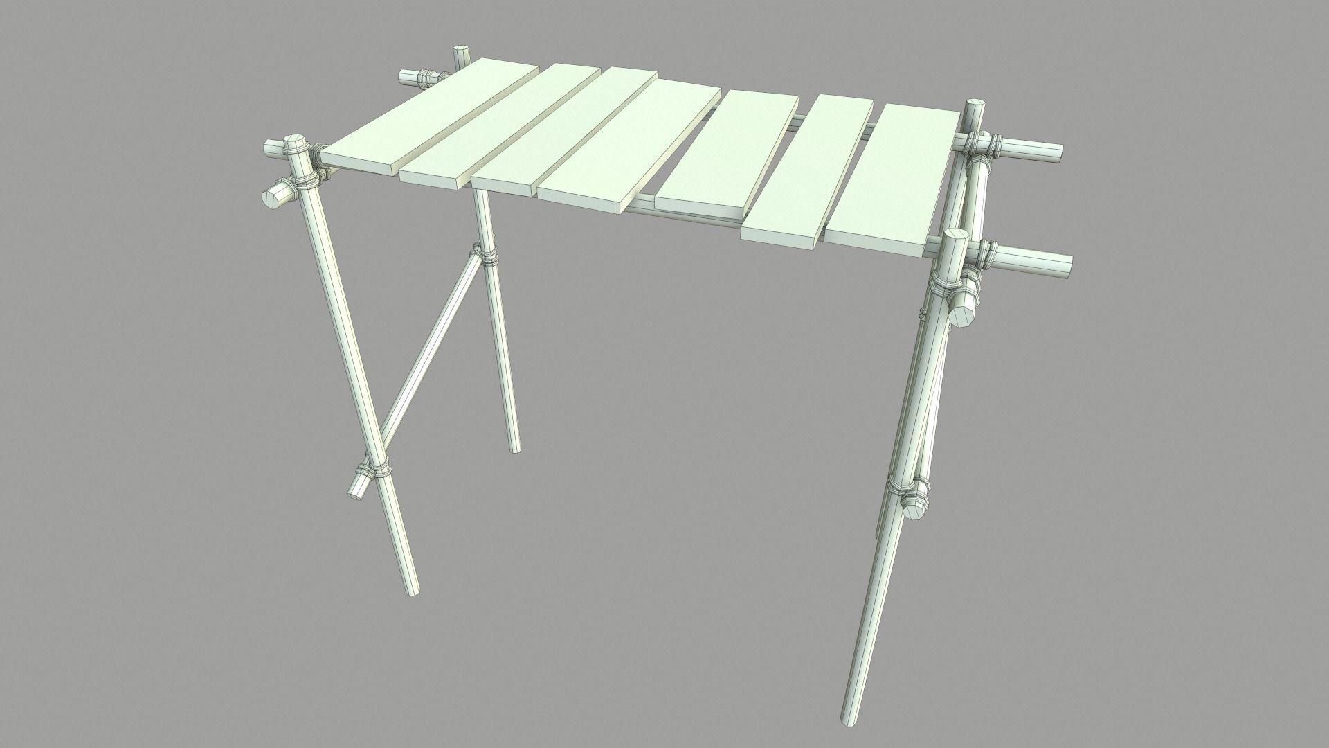 Modular Wooden Scaffold PBR Low-poly 3D model_20