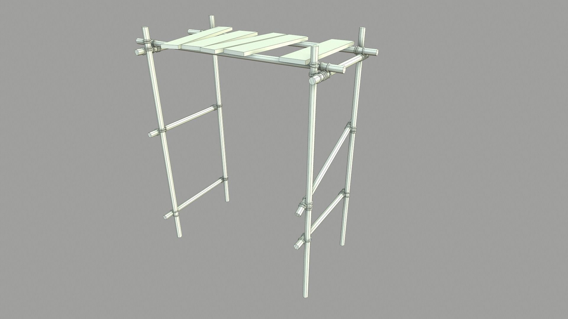 Modular Wooden Scaffold PBR Low-poly 3D model_22