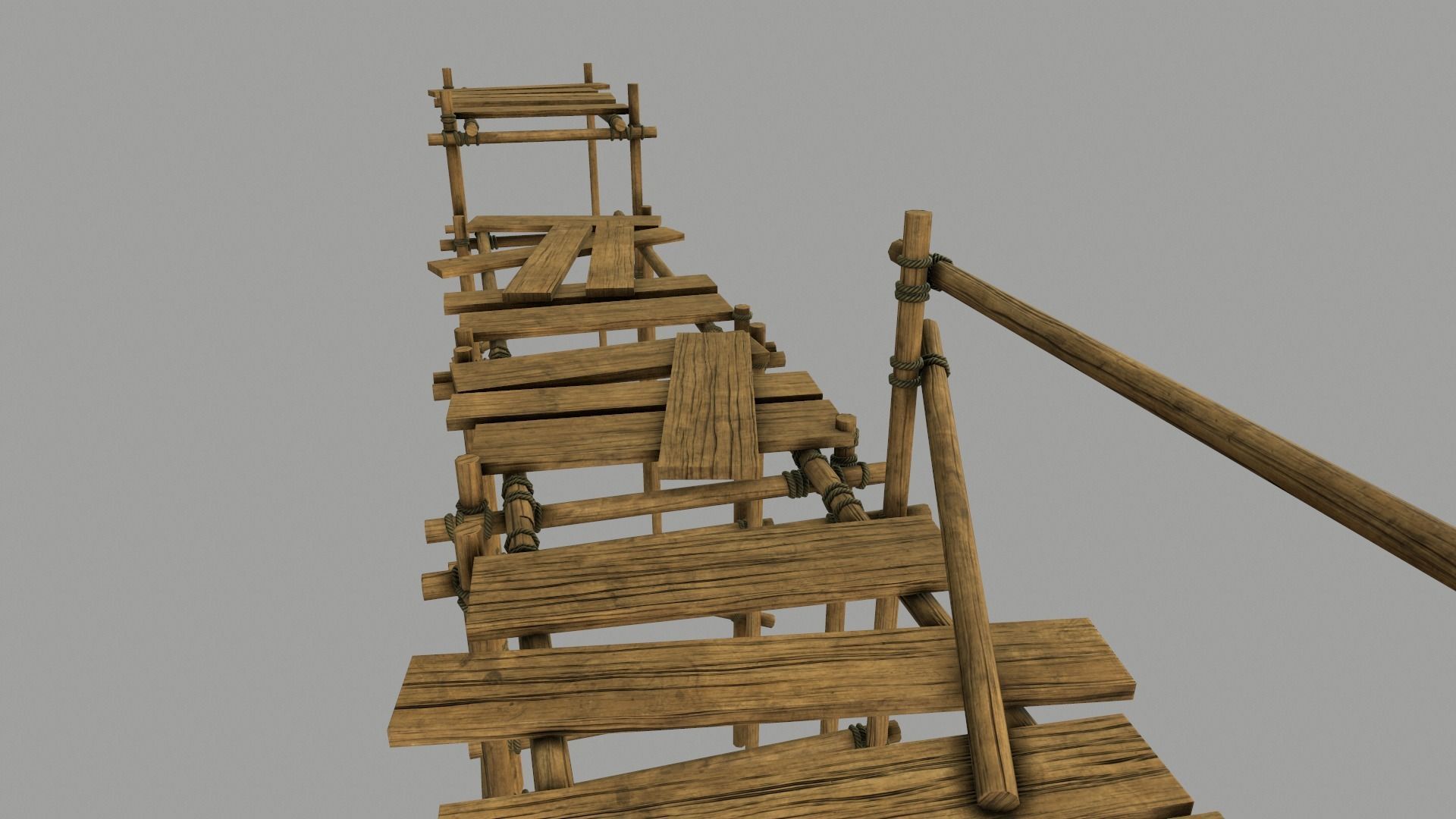Modular Wooden Scaffold PBR Low-poly 3D model_11
