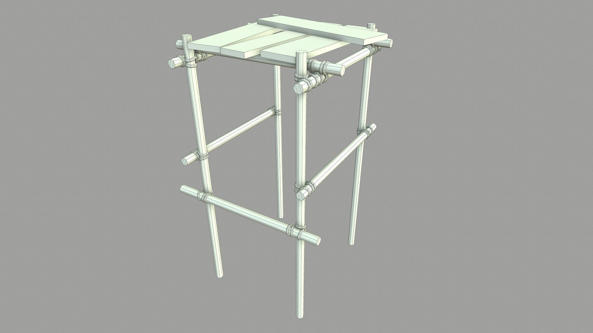 Modular Wooden Scaffold PBR Low-poly 3D model_18