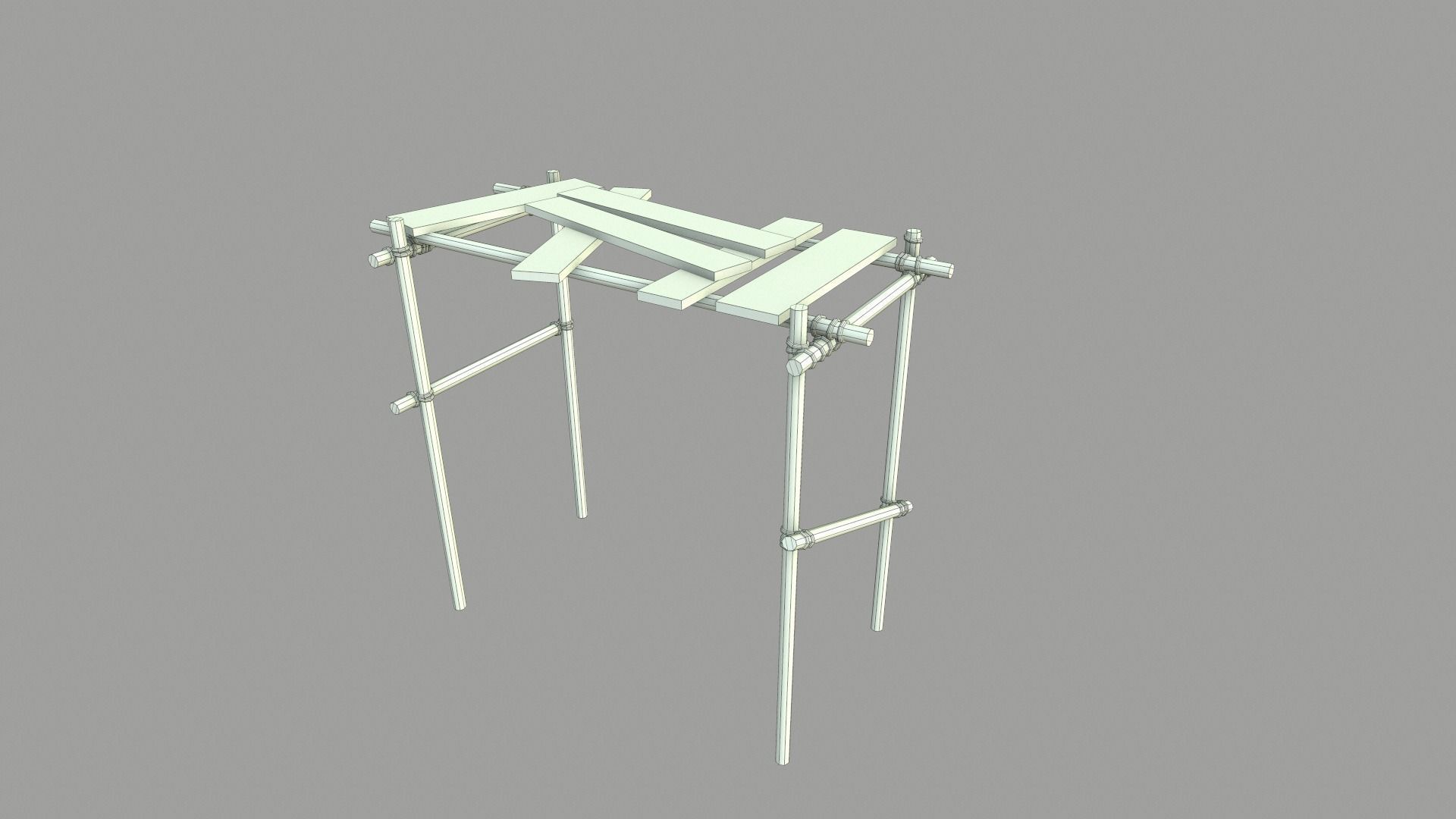 Modular Wooden Scaffold PBR Low-poly 3D model_24