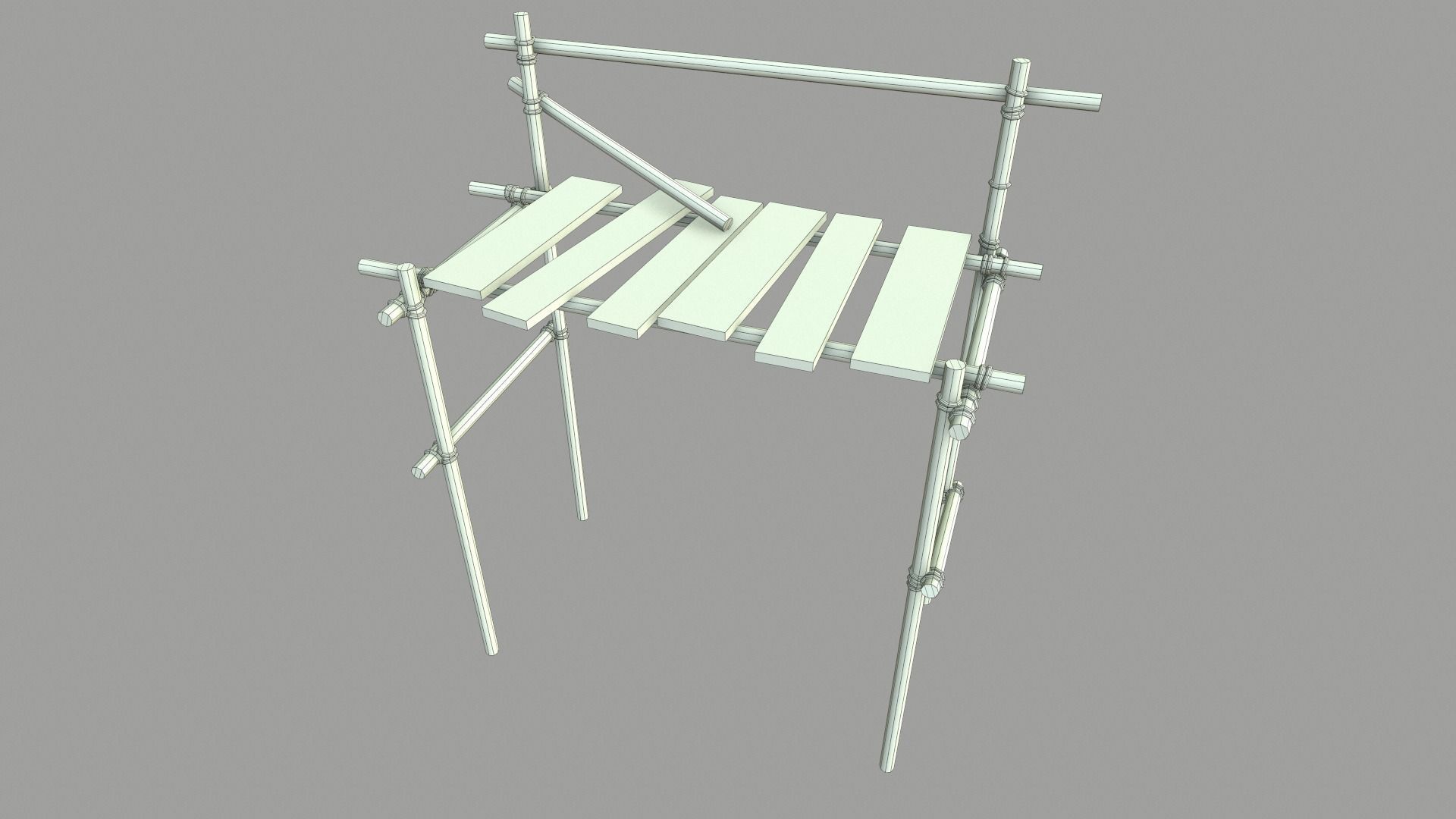 Modular Wooden Scaffold PBR Low-poly 3D model_21
