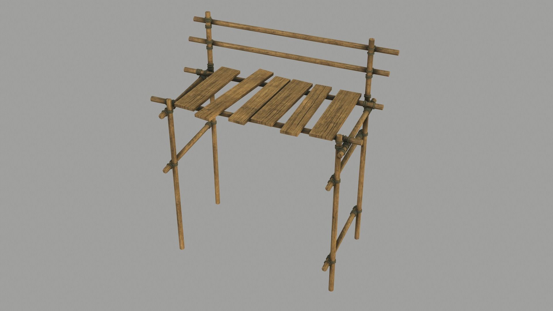 Modular Wooden Scaffold PBR Low-poly 3D model_2