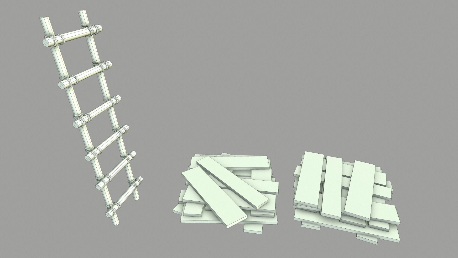 Modular Wooden Scaffold PBR Low-poly 3D model_17