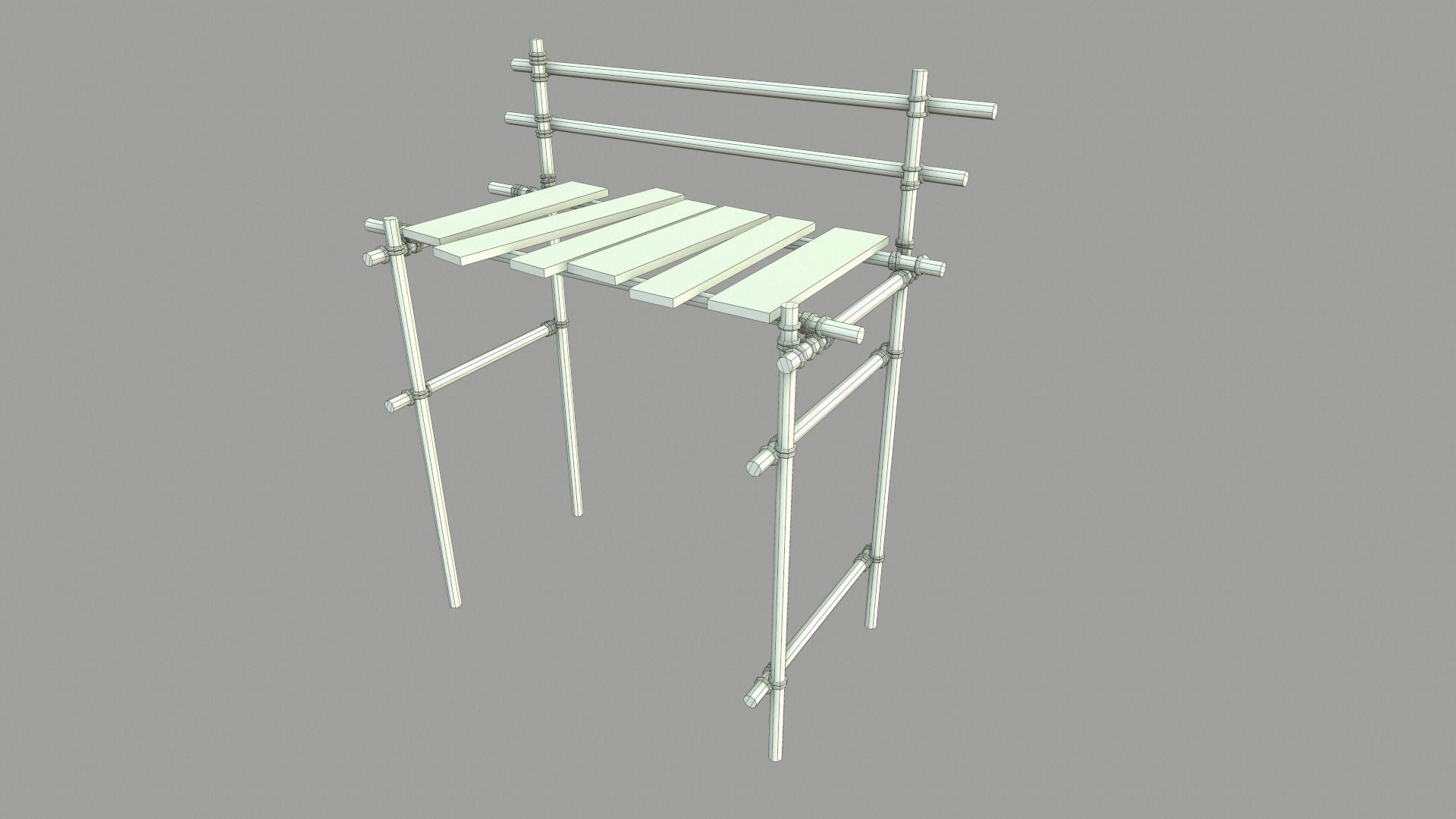 Modular Wooden Scaffold PBR Low-poly 3D model_23