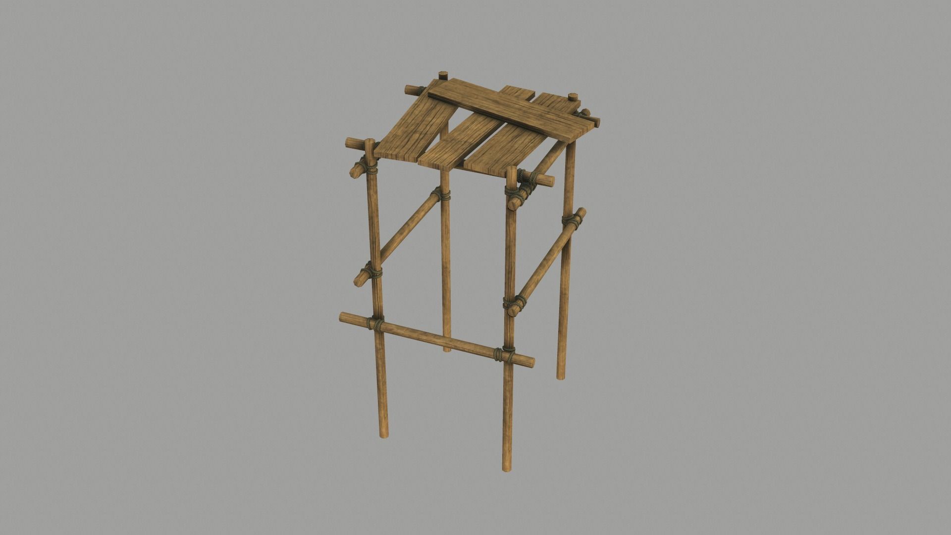 Modular Wooden Scaffold PBR Low-poly 3D model_6
