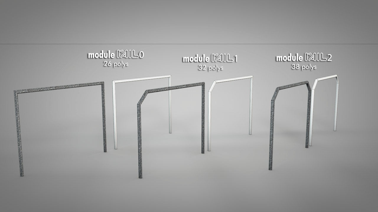 Galvanized Metal Stages Low-poly 3D model_14