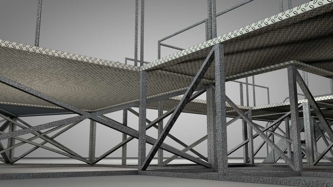 Galvanized Metal Stages Low-poly 3D model_19