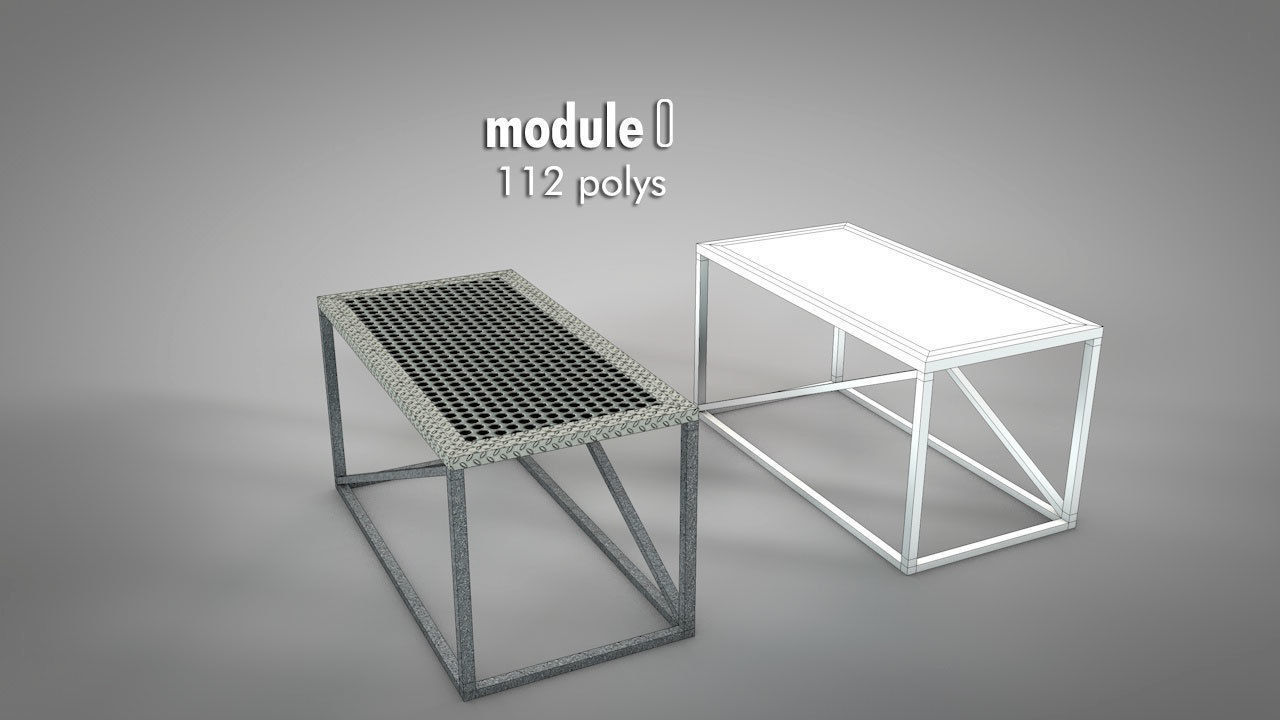 Galvanized Metal Stages Low-poly 3D model_7
