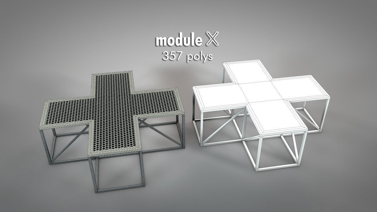 Galvanized Metal Stages Low-poly 3D model_5