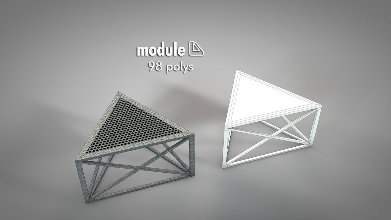 Galvanized Metal Stages Low-poly 3D model_11