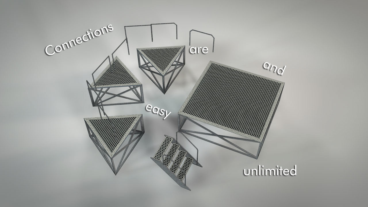 Galvanized Metal Stages Low-poly 3D model_15