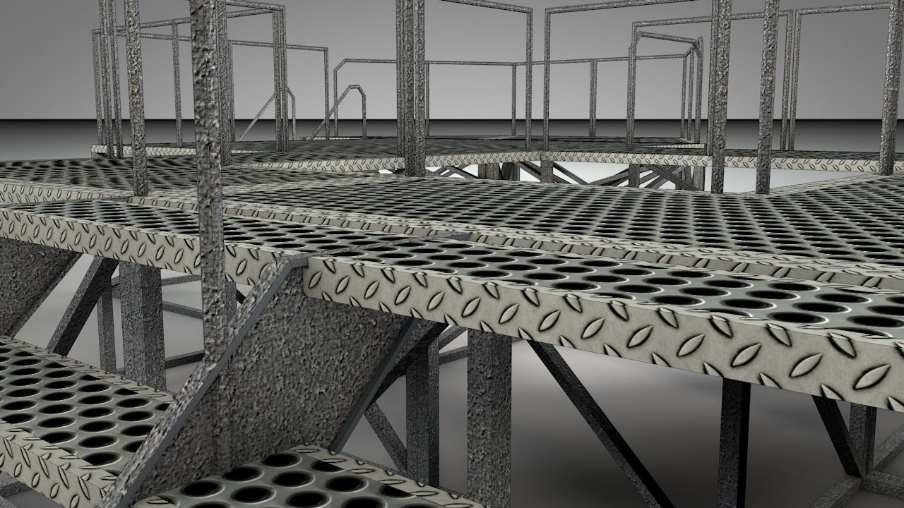 Galvanized Metal Stages Low-poly 3D model_20