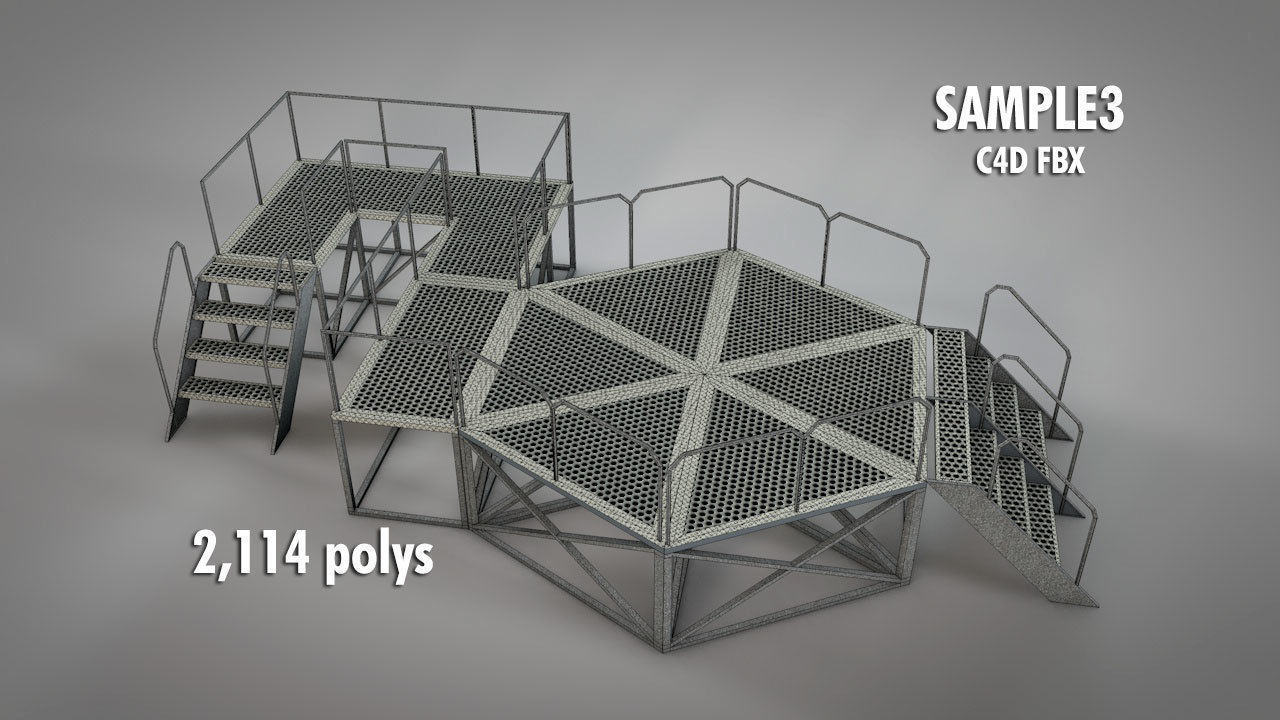 Galvanized Metal Stages Low-poly 3D model_4