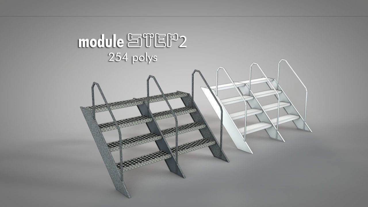 Galvanized Metal Stages Low-poly 3D model_12