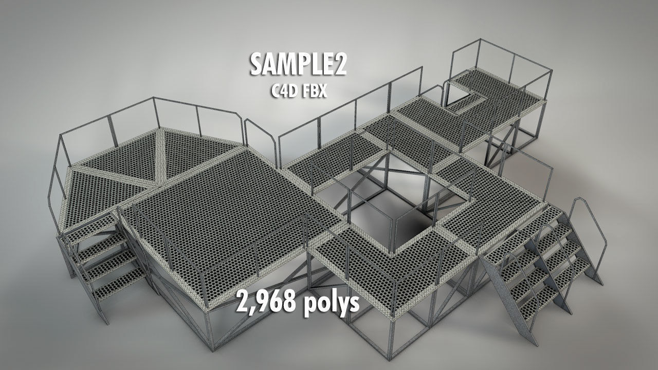 Galvanized Metal Stages Low-poly 3D model_3