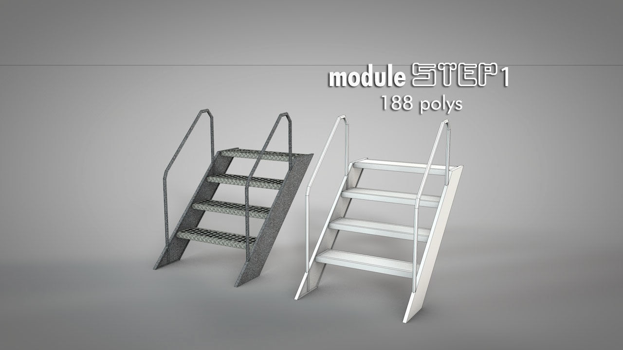 Galvanized Metal Stages Low-poly 3D model_13