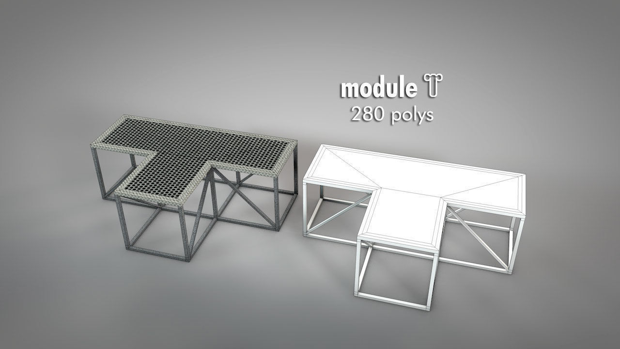 Galvanized Metal Stages Low-poly 3D model_6