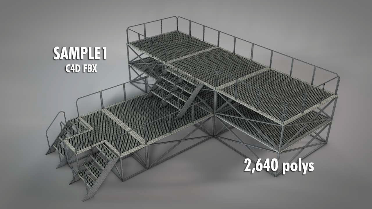 Galvanized Metal Stages Low-poly 3D model_2