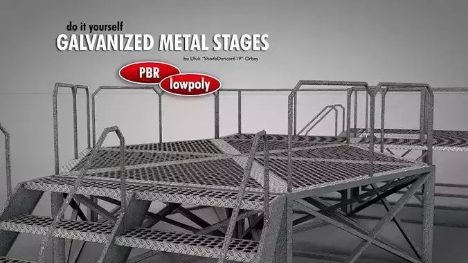 Galvanized Metal Stages Low-poly 3D model