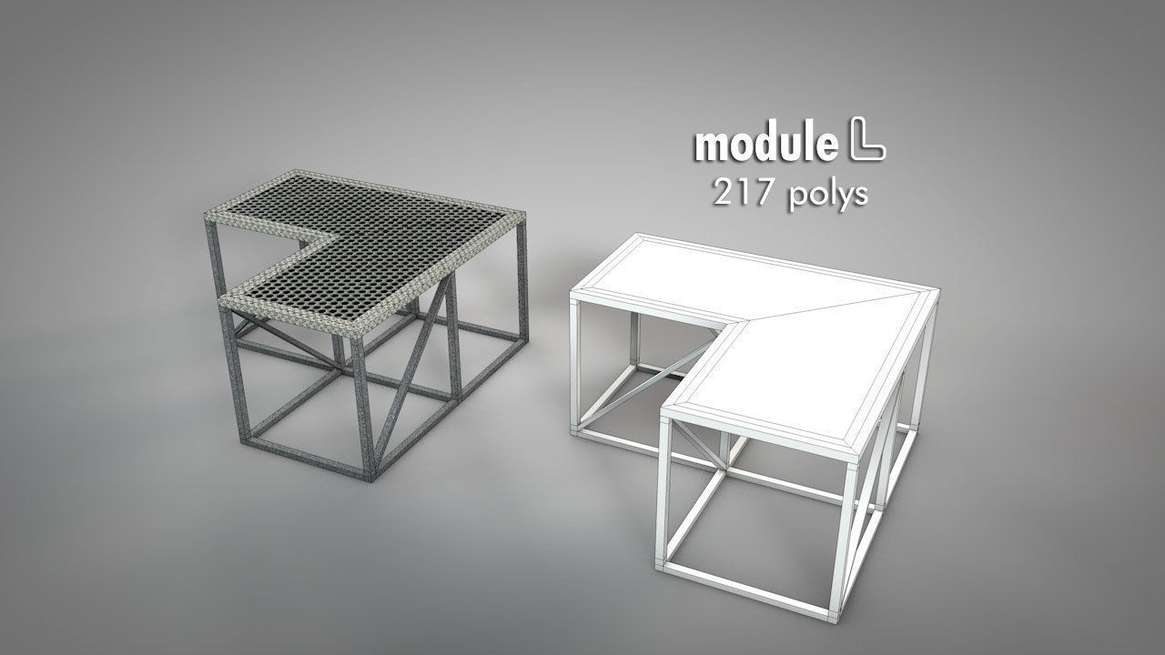 Galvanized Metal Stages Low-poly 3D model_9