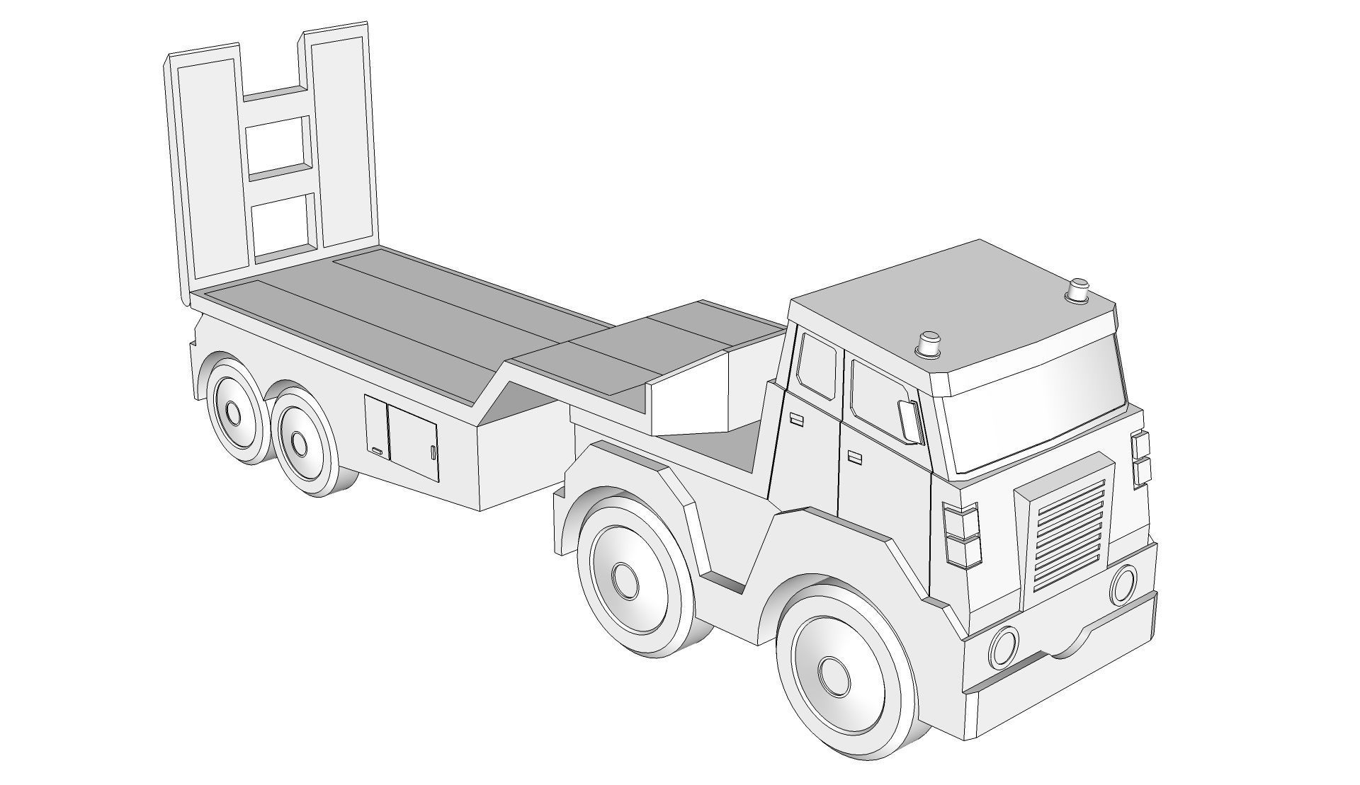 Toy Flatbed Semi Trailer 3D model_12