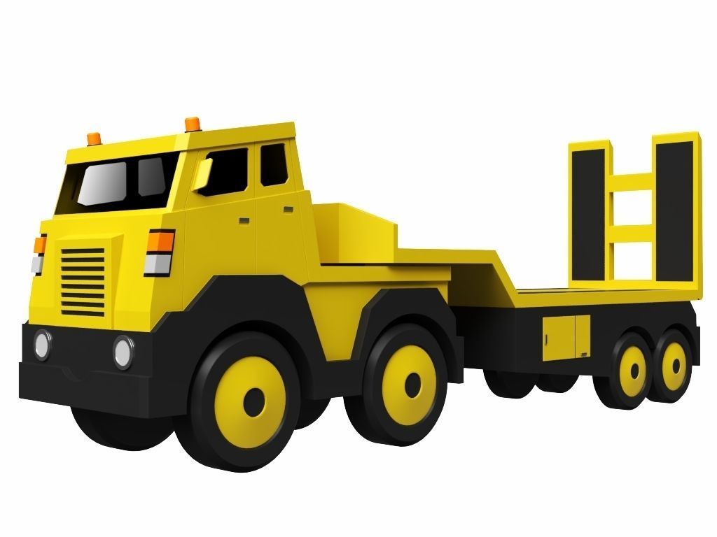 Toy Flatbed Semi Trailer 3D model_6