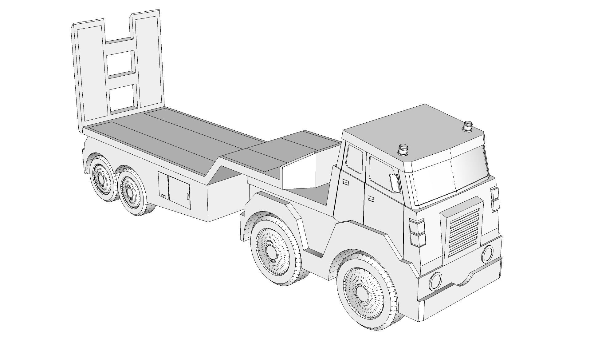 Toy Flatbed Semi Trailer 3D model_13
