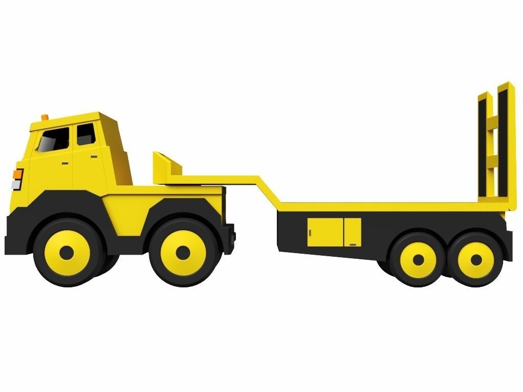 Toy Flatbed Semi Trailer 3D model_5