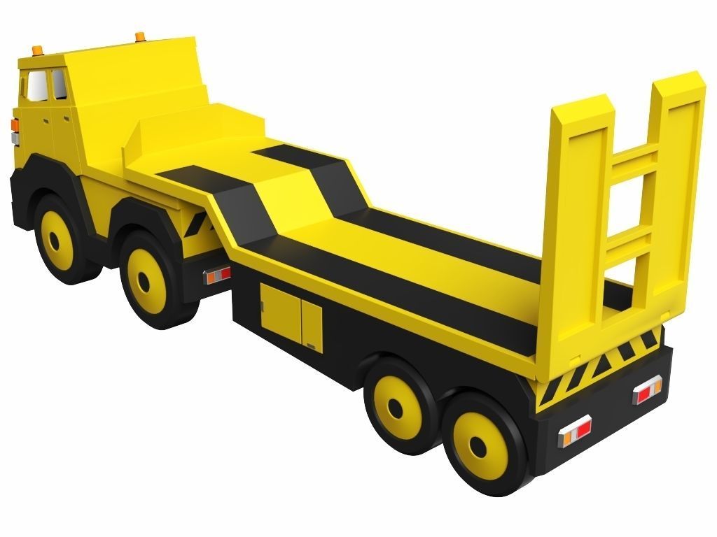 Toy Flatbed Semi Trailer 3D model_9
