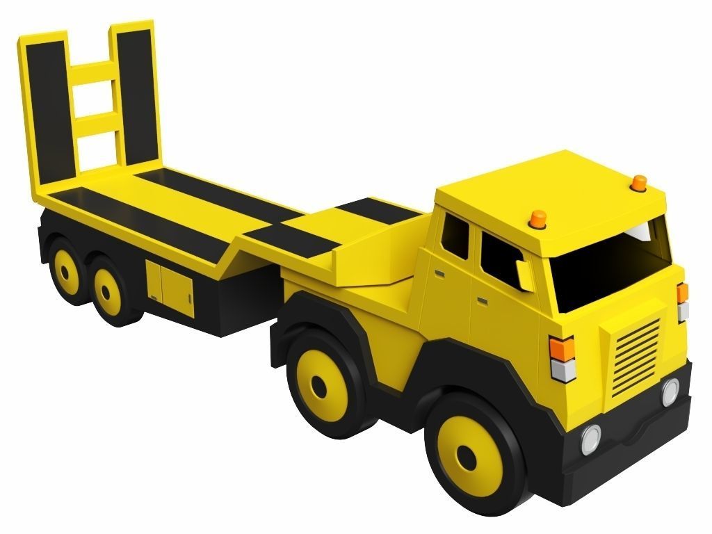 Toy Flatbed Semi Trailer 3D model_8