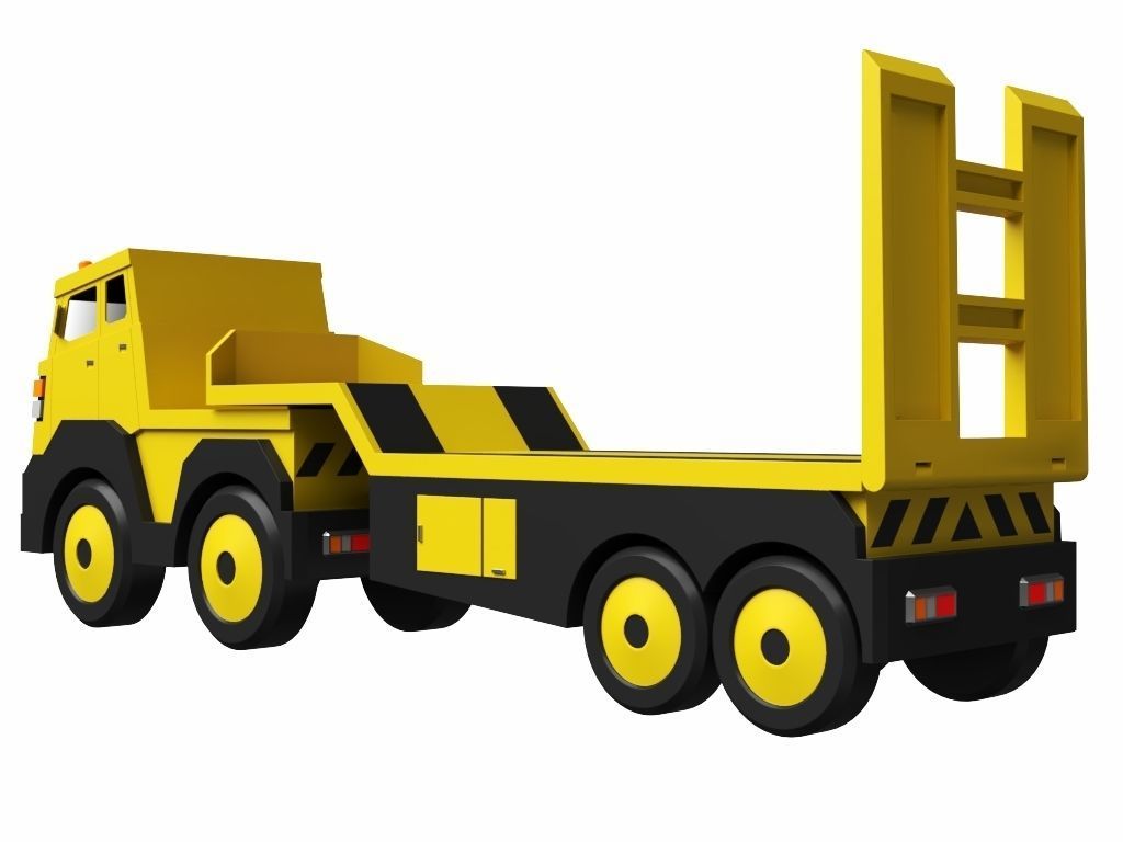 Toy Flatbed Semi Trailer 3D model_4