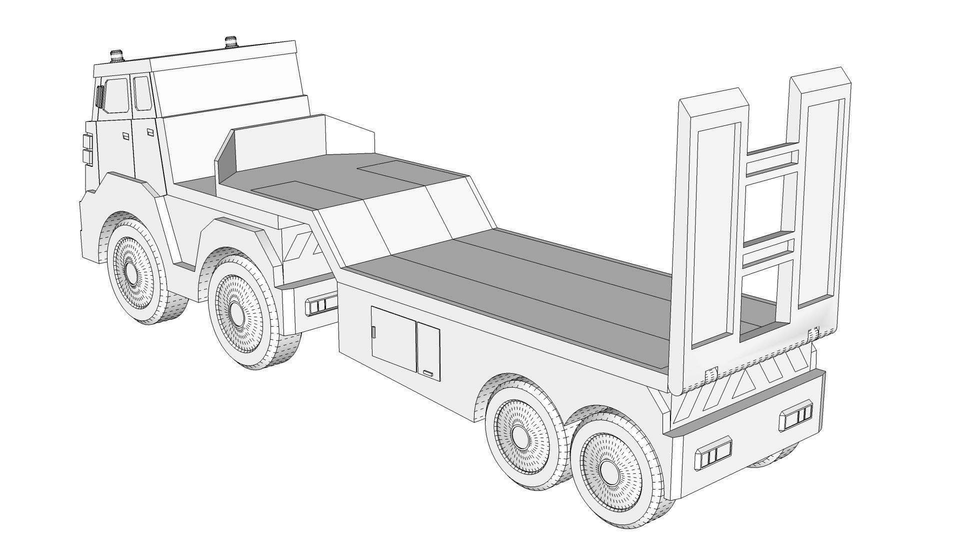 Toy Flatbed Semi Trailer 3D model_14