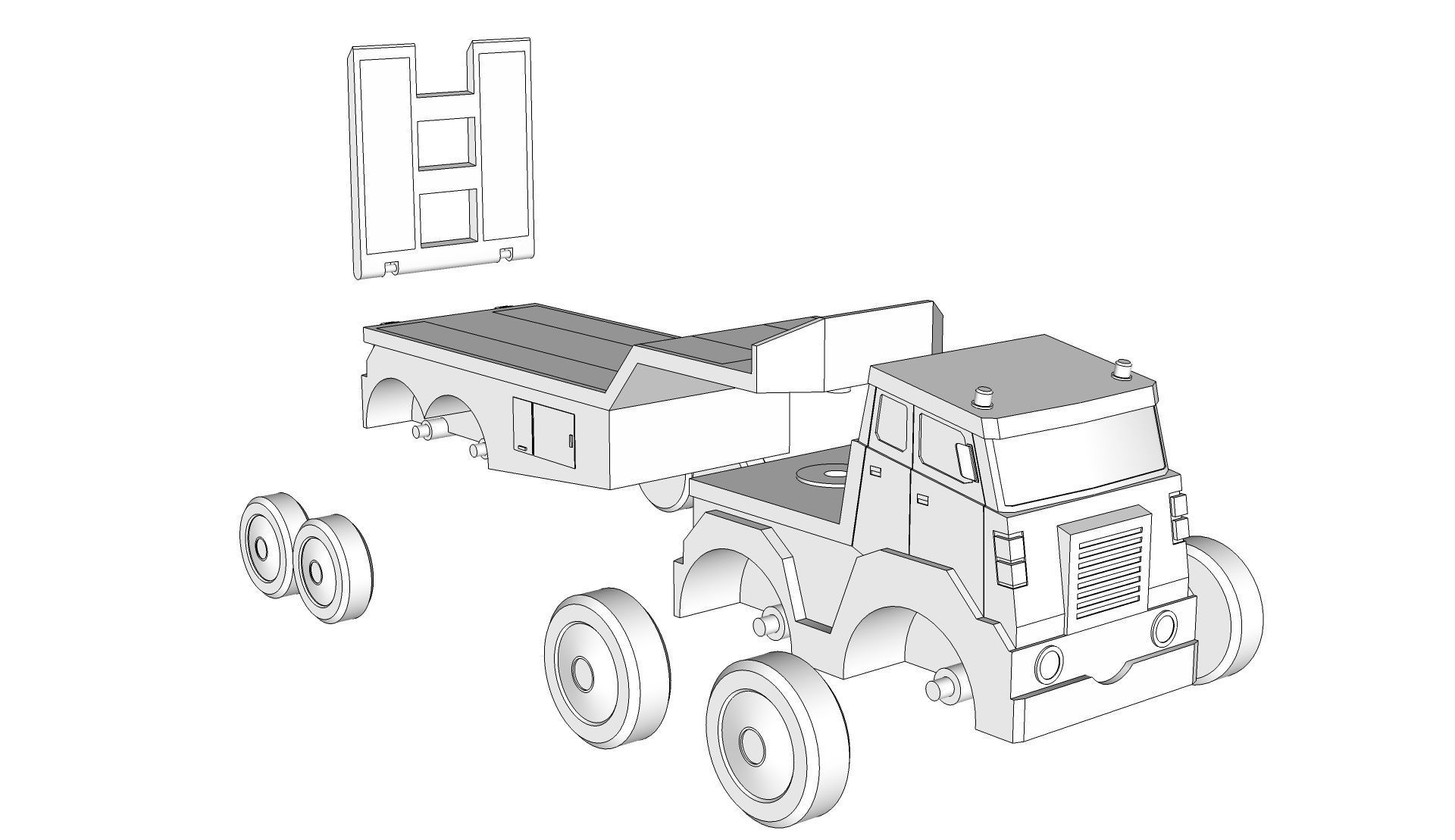 Toy Flatbed Semi Trailer 3D model_19
